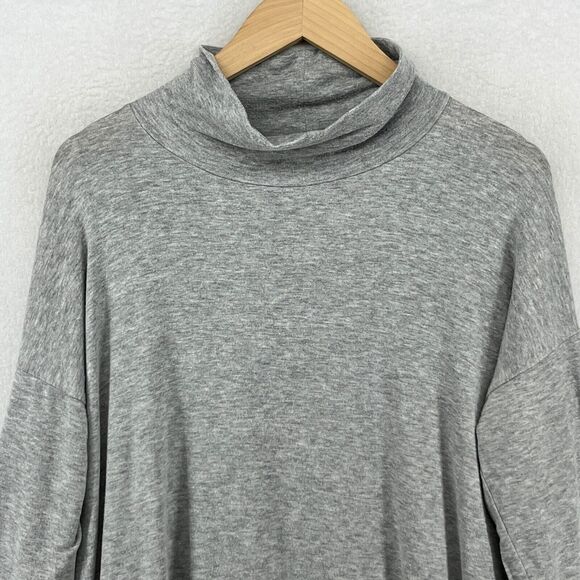 EILEEN FISHER Top PM Petite Tencel Terry Hug Stretch Terry Turtleneck Gray USA - Picture 3 of 14